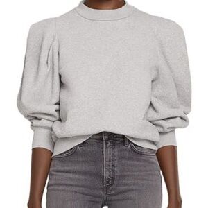 AGOLDE Puff Fold Sleeve Crewneck Sweater Grey Medium